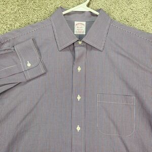 Brooks Brothers Madison Dress Shirt Mens 17 35 Red Blue White Check Long‎ Sleeve